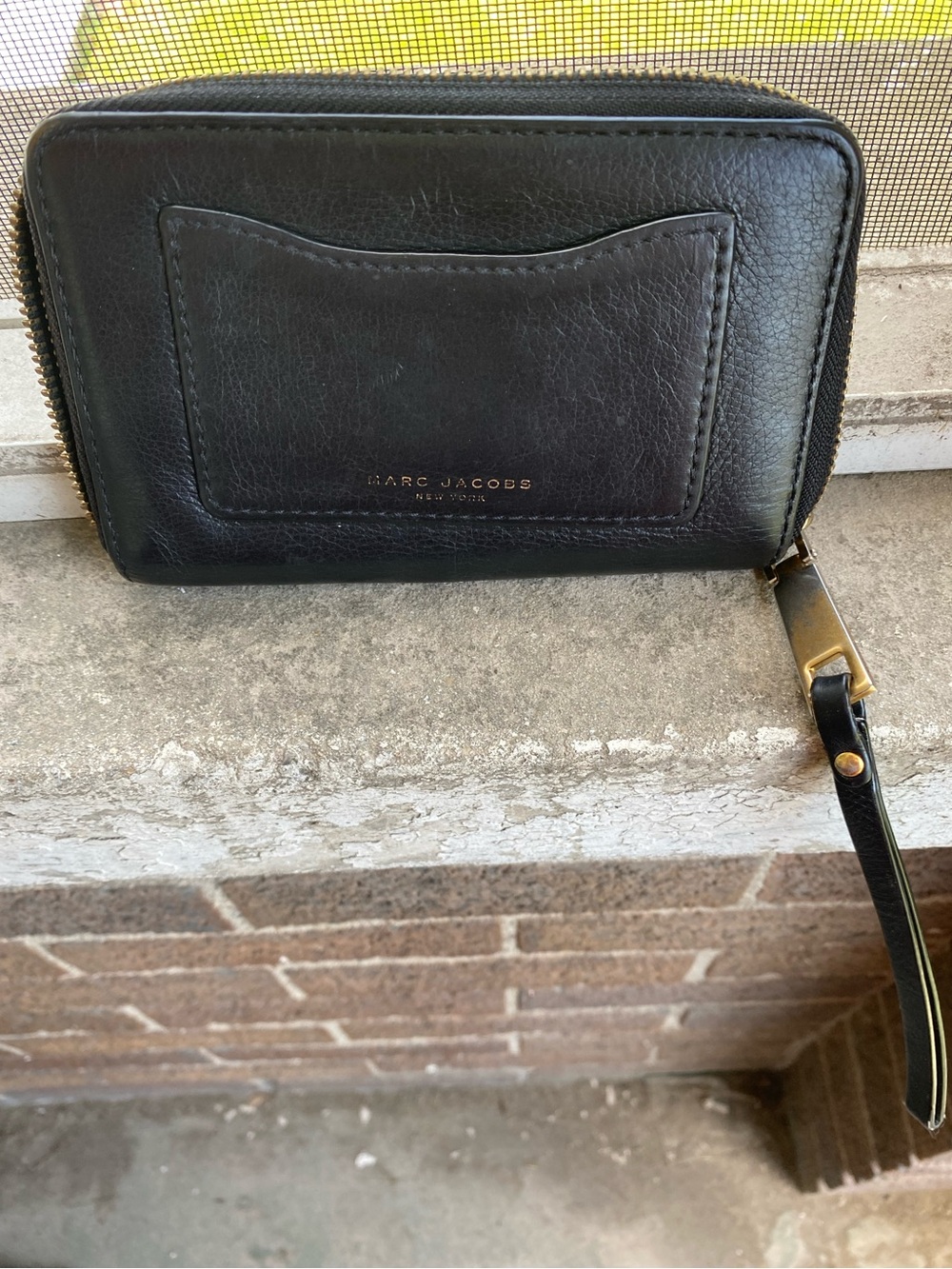 Marc Jacobs Black Leather Zip-Around Wristlet Wallet